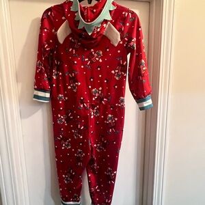 Red Festive Dinosaur Hooded Pajamas